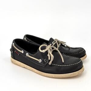 Sebago Navy Blue Genuine Leather Docksides Boat Shoes